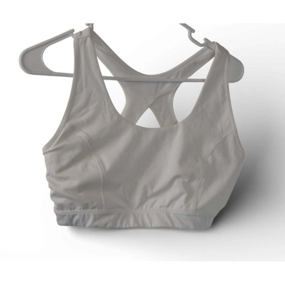 Tek Gear White High Impact Sports Bra XL Racerback Athletic Workout No Pads
